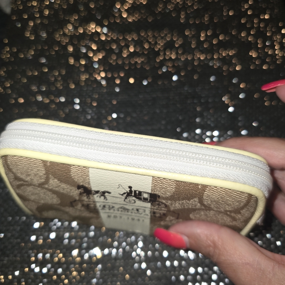 Coach Brown and Cream Wristlet - Picture 2 of 4